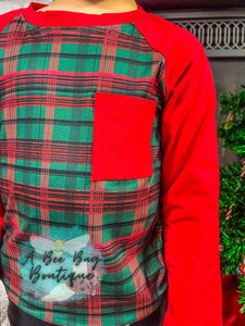 Classic Christmas Plaid Raglan Tee