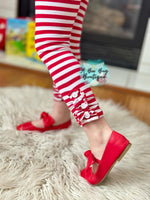 Load image into Gallery viewer, Red &amp; White Striped Button Leggings
