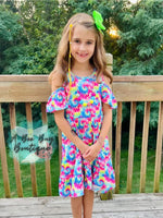 Load image into Gallery viewer, Neon Tie Dye Cold Shoulder Dress
