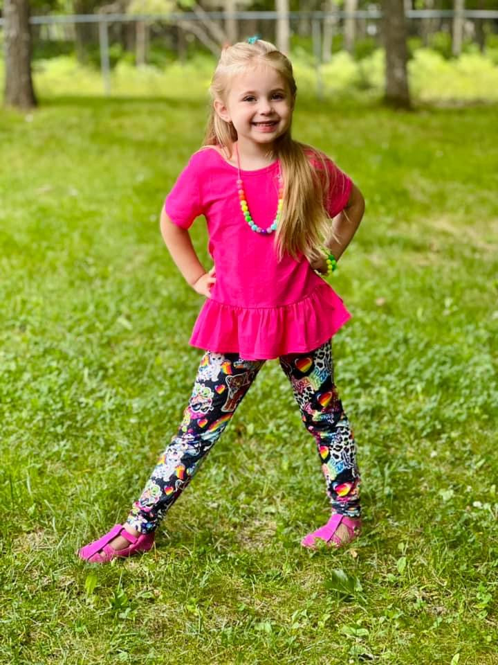 Hot Pink Short Style Peplum Top