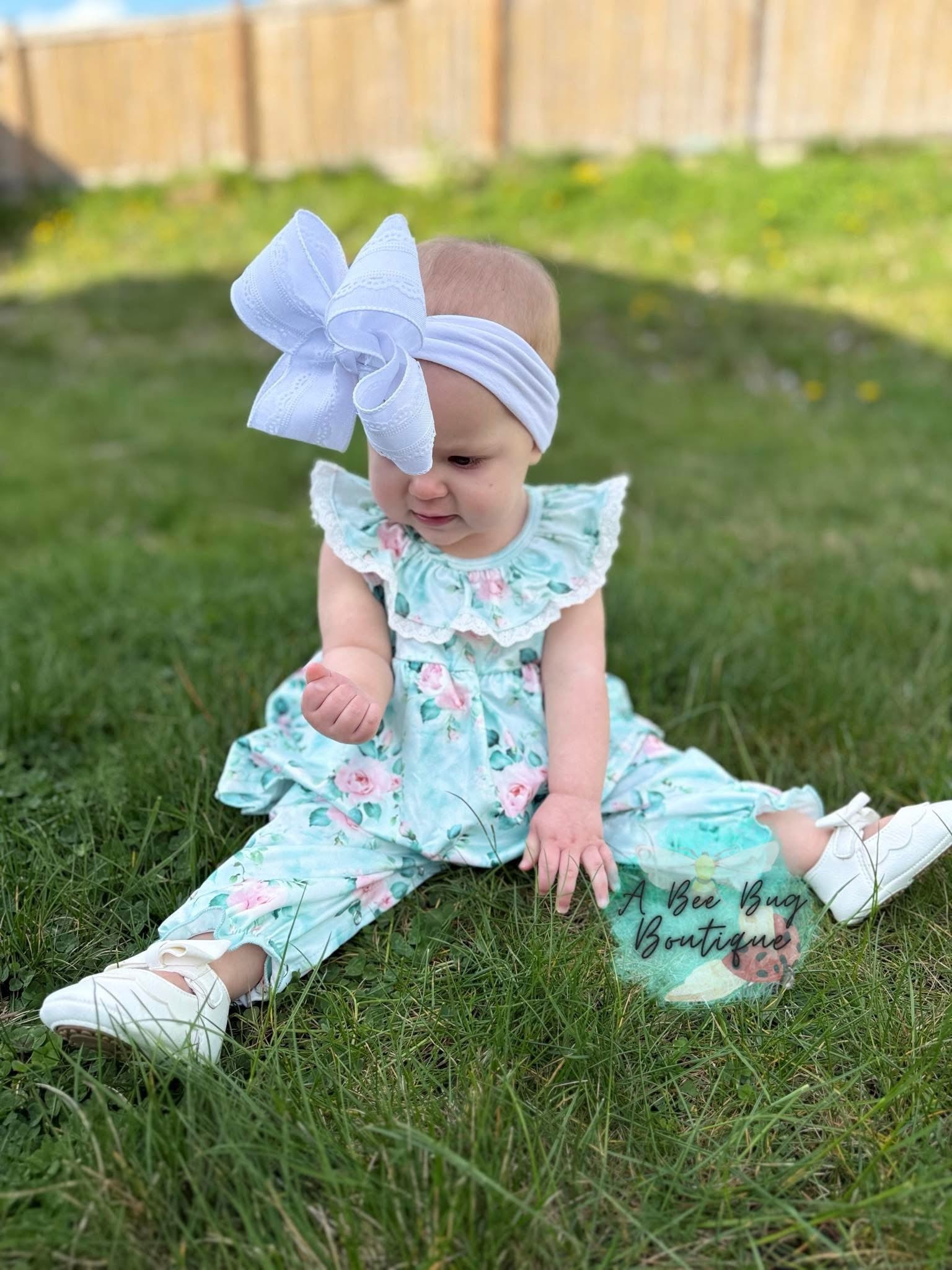 Spring Sage Floral Romper