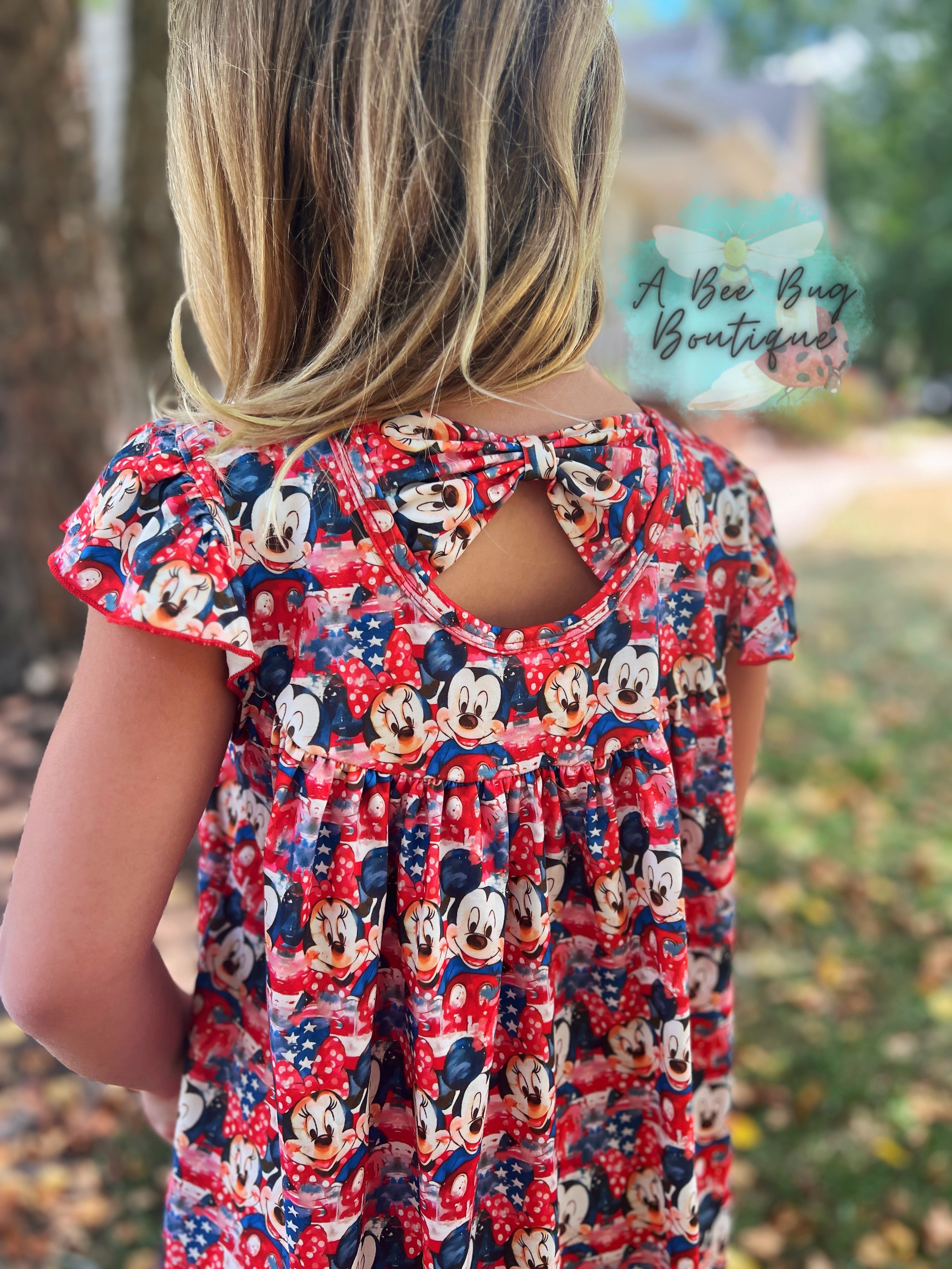 Patriotic Mouse Bow Back Pearl