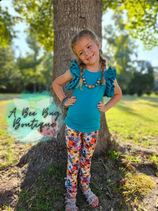 Autumn Bouquet Button Leggings