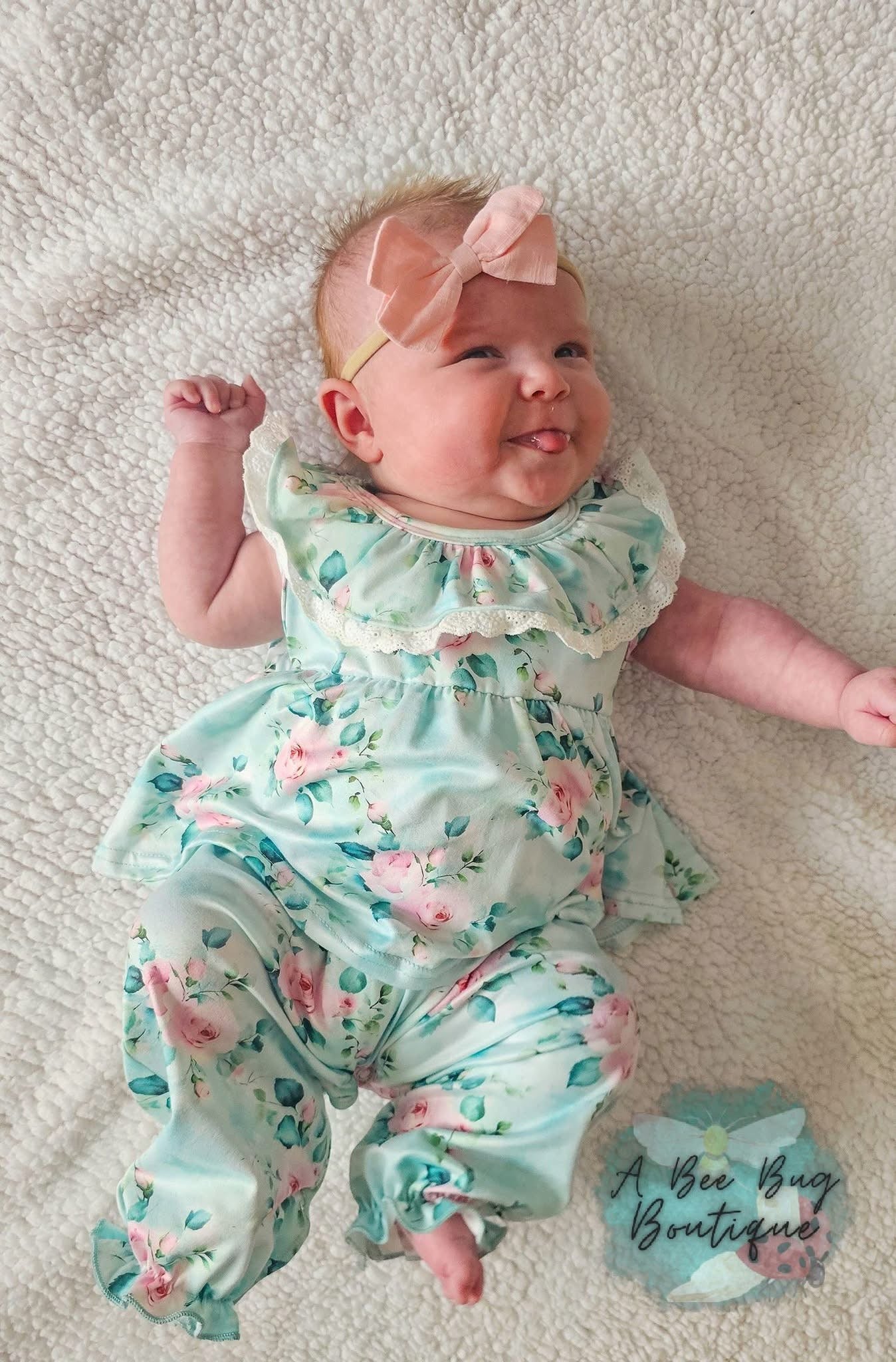 Spring Sage Floral Romper