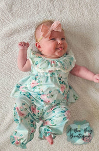 Spring Sage Floral Romper