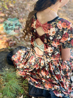 Load image into Gallery viewer, Midnight Blooms Bow Back Twirl Dress
