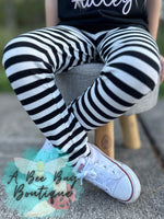 Load image into Gallery viewer, Black and white striped leggings
