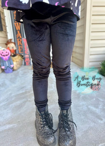 Black Crushed Velvet Leggings