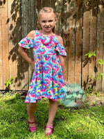 Load image into Gallery viewer, Neon Tie Dye Cold Shoulder Dress
