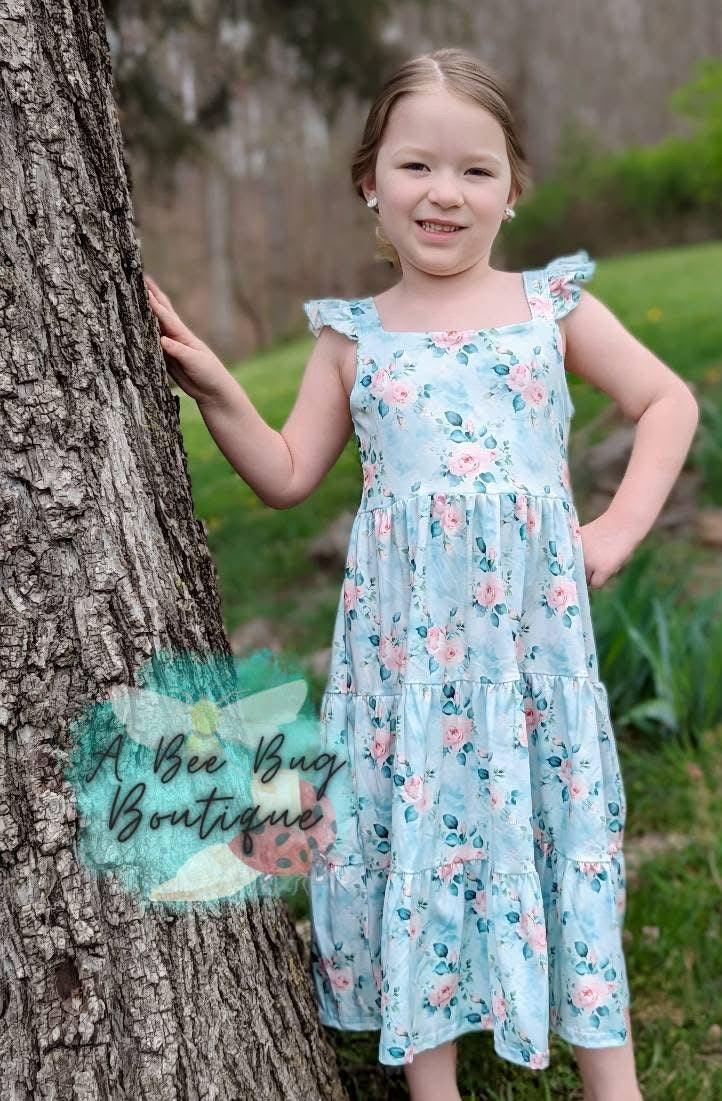 Spring Sage Floral Maxi Dress