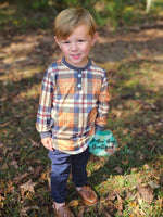 Load image into Gallery viewer, Autumn Plaid Henley Top

