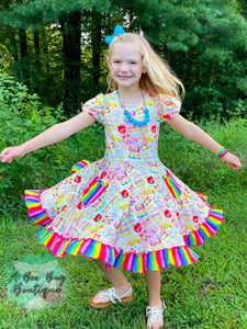 Rainbow Scholar Twirl Dress