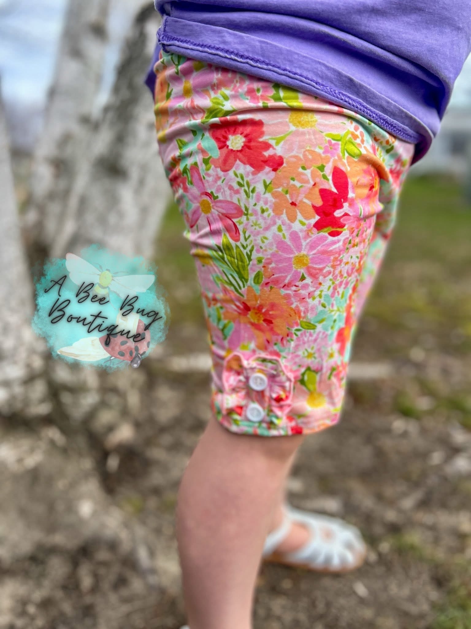 Tropical Blooms Button Shorts