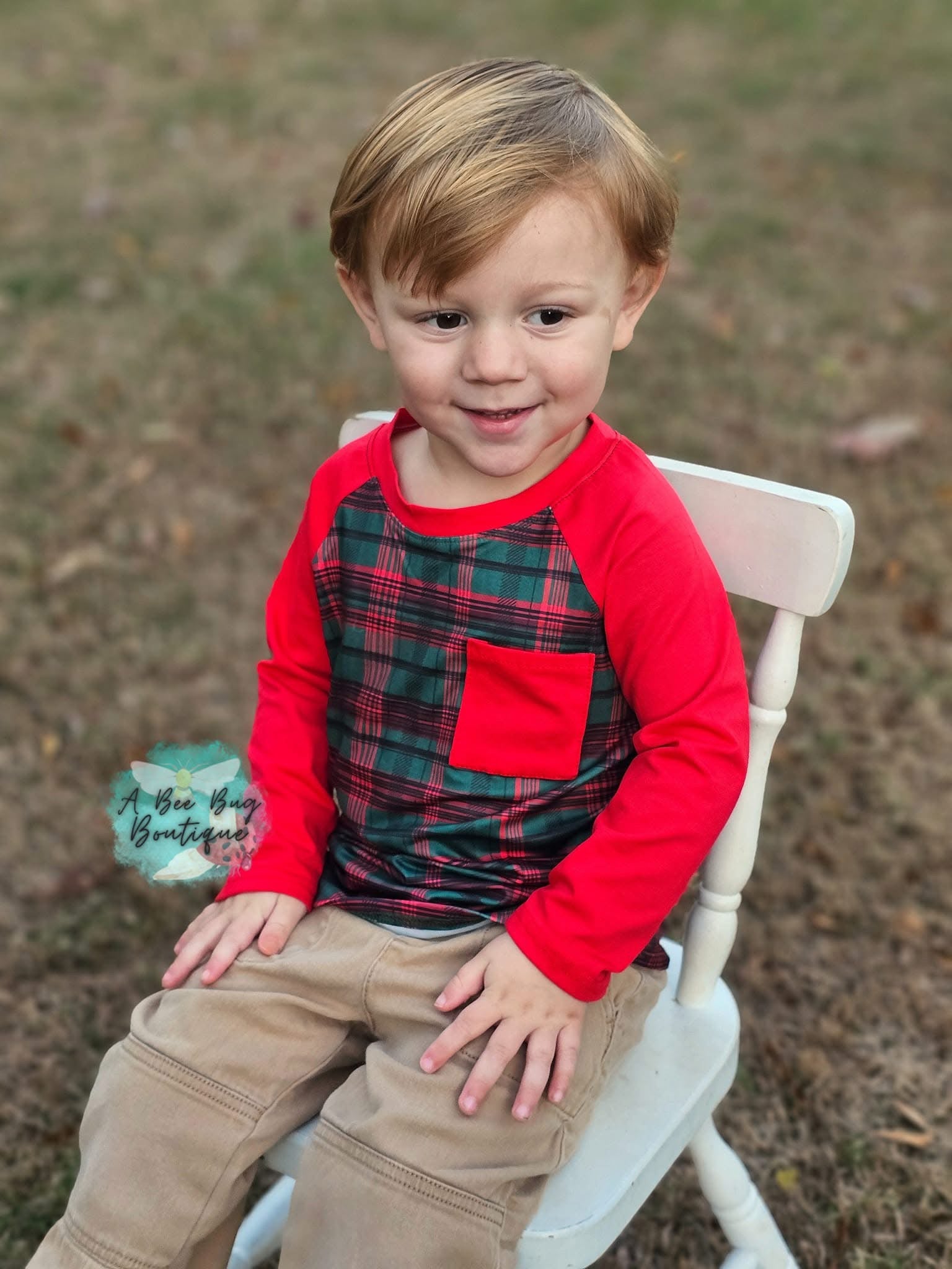 Classic Christmas Plaid Raglan Tee