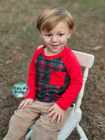 Load image into Gallery viewer, Classic Christmas Plaid Raglan Tee
