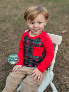 Classic Christmas Plaid Raglan Tee