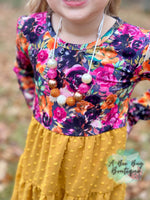 Load image into Gallery viewer, Autumn Floral Swiss Dots Dress
