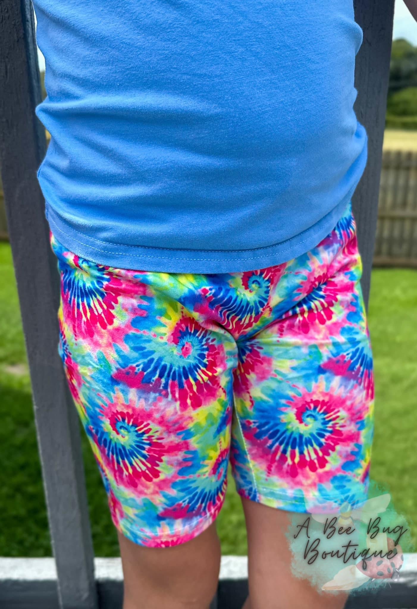 Neon Tie Dye biker shorts