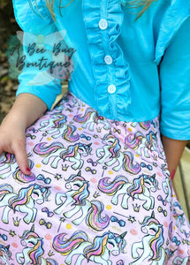 Rustic Unicorn Flutter Sleeve Twirl Dress