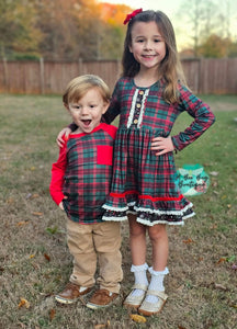 Classic Christmas Plaid Raglan Tee