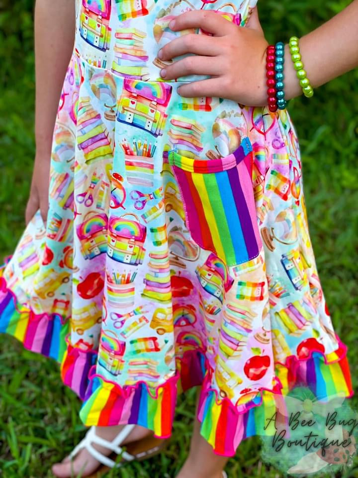 Rainbow Scholar Twirl Dress