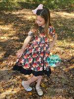 Load image into Gallery viewer, Midnight Blooms Bow Back Twirl Dress

