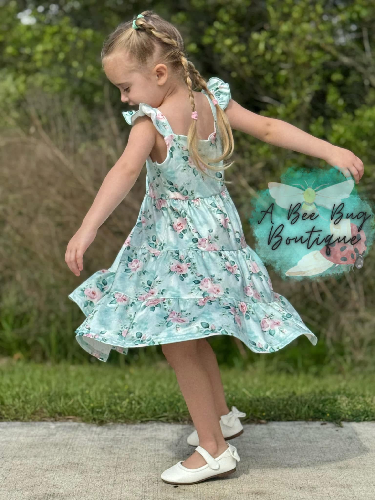 Spring Sage Floral Maxi Dress