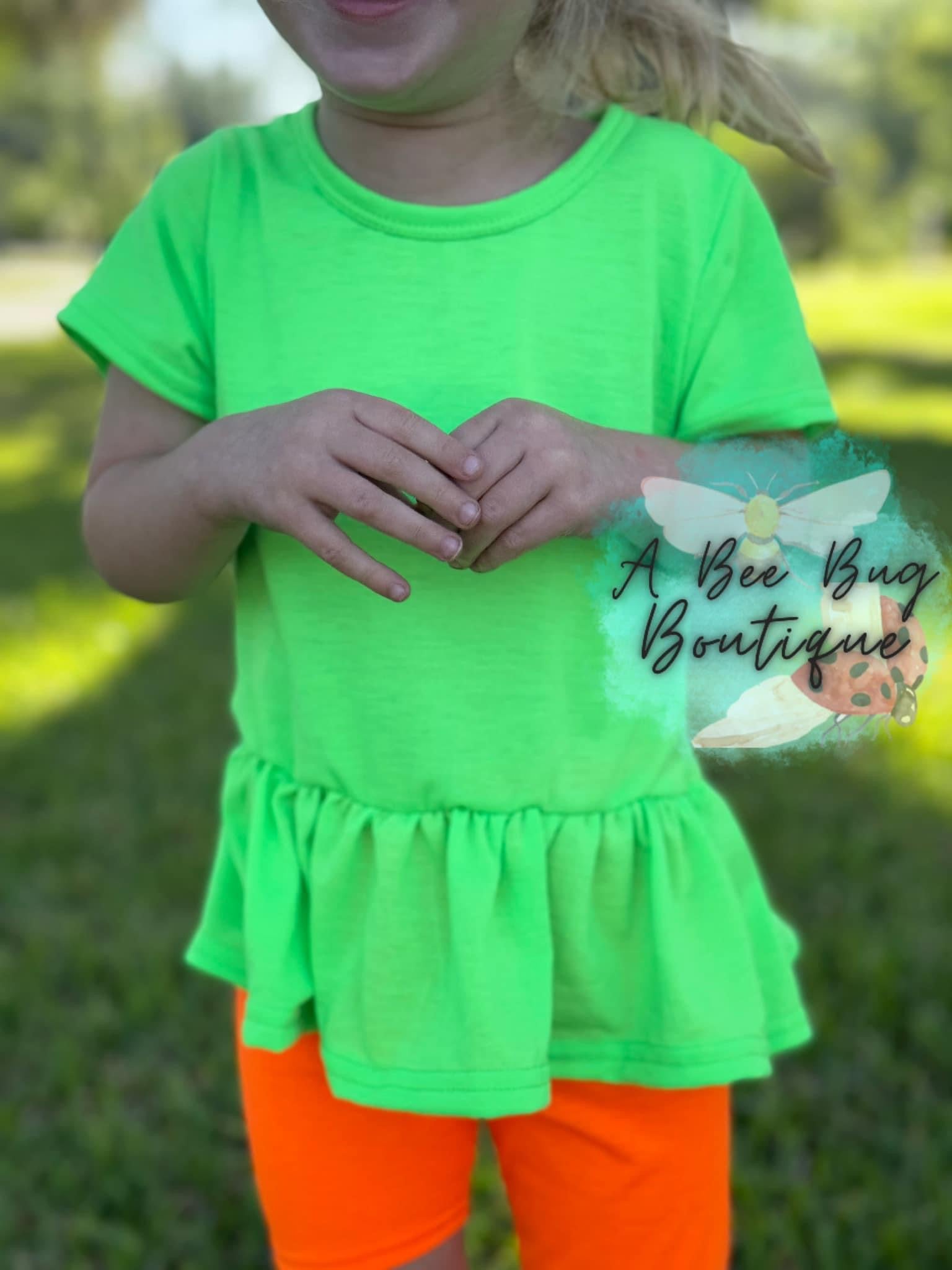 Neon Green Short Style Peplum Top