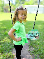 Load image into Gallery viewer, Neon Green Short Style Peplum Top
