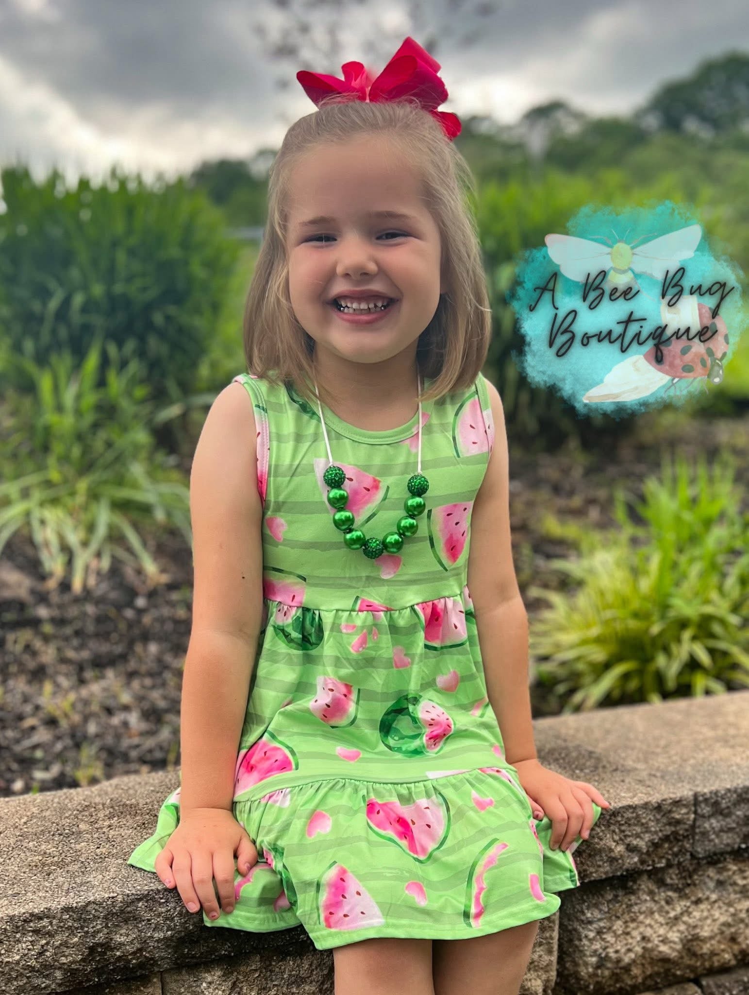 Watermelon Whirl Tiered Dress