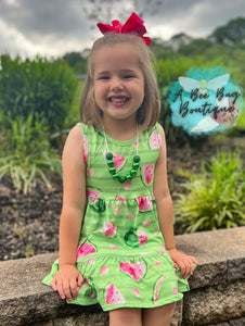 Watermelon Whirl Tiered Dress