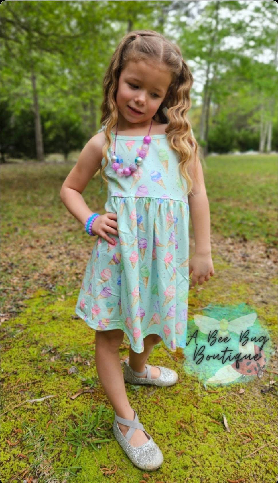 Sweet Scoops Tie Shoulder Dress