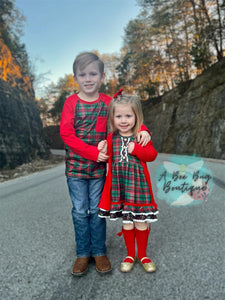 Classic Christmas Plaid Raglan Tee