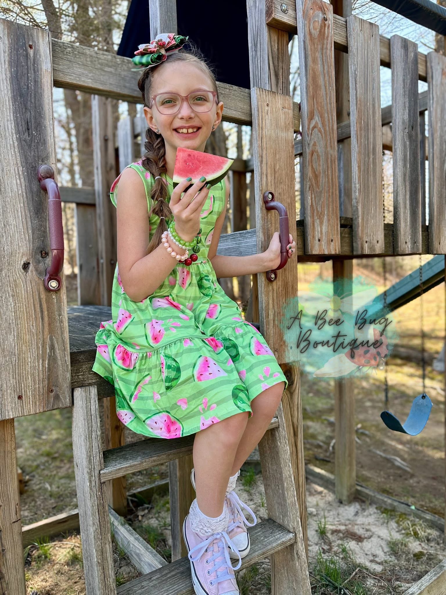 Watermelon Whirl Tiered Dress
