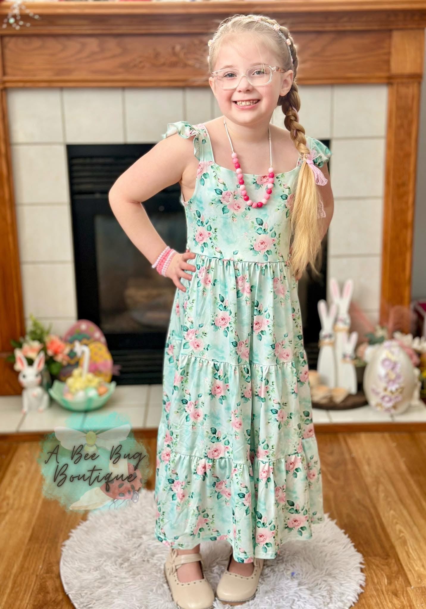 Spring Sage Floral Maxi Dress