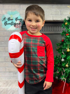 Classic Christmas Plaid Raglan Tee