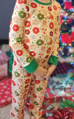 Load image into Gallery viewer, Holiday Donuts Ruffle Pj set
