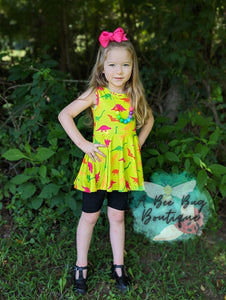 Neon Dinos Peplum Top