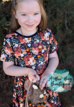 Load image into Gallery viewer, Midnight Blooms Bow Back Twirl Dress
