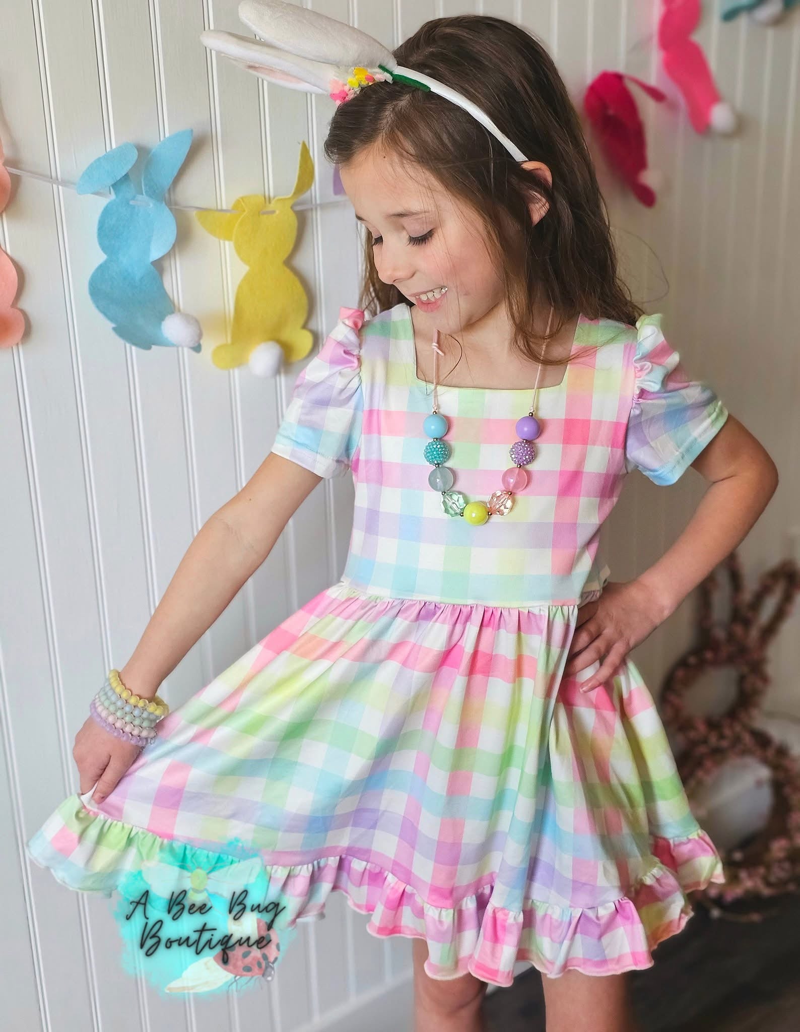 Rainbow Plaid Twirl