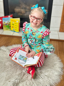 Red & White Striped Button Leggings