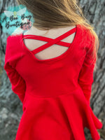 Load image into Gallery viewer, Red Crossback Peplum
