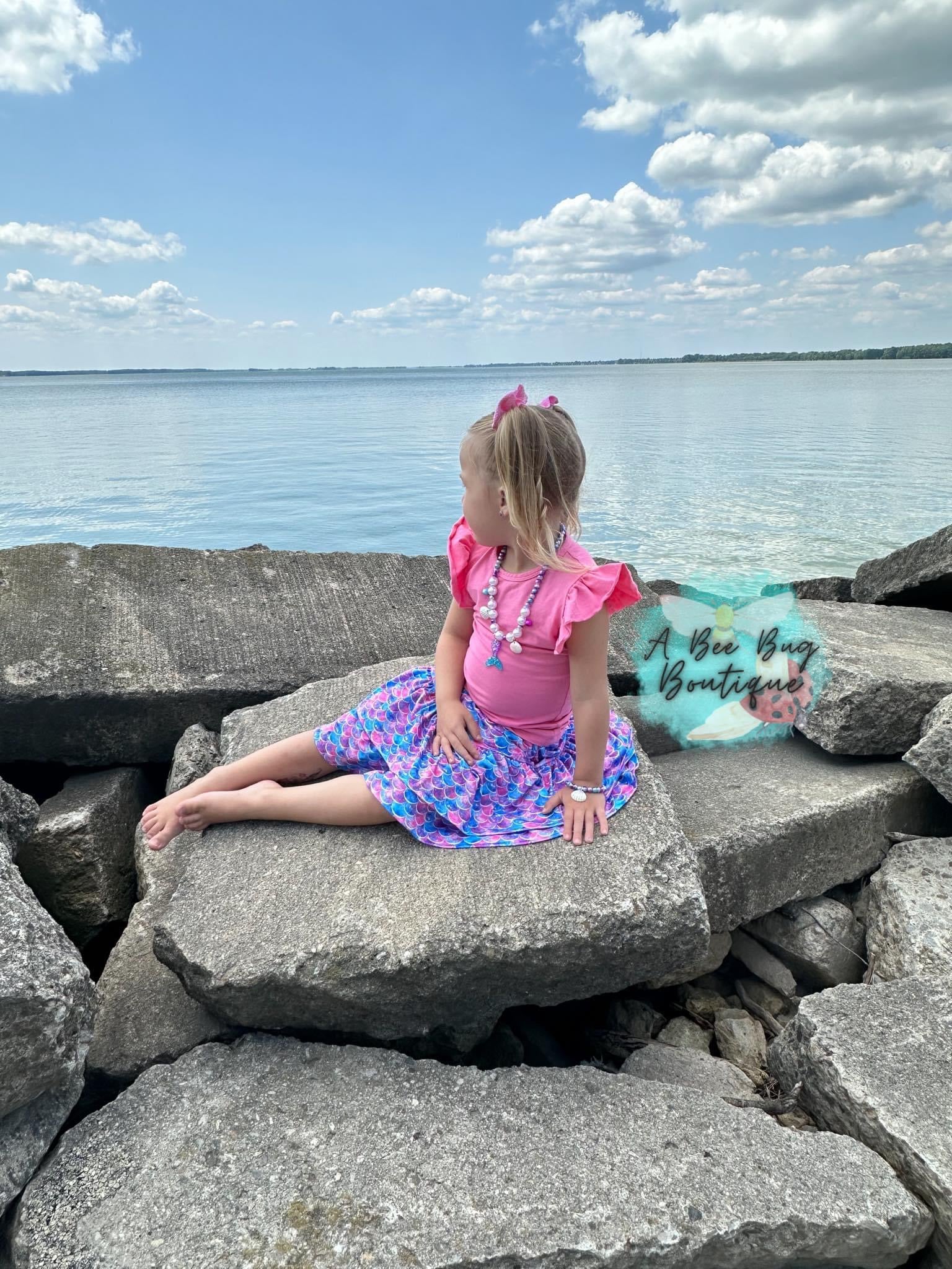 Watercolor Mermaid Ruffled Skort