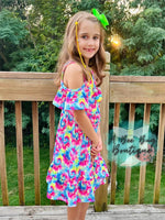 Load image into Gallery viewer, Neon Tie Dye Cold Shoulder Dress
