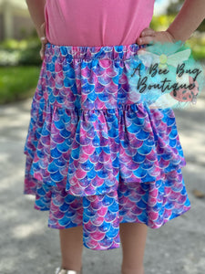 Watercolor Mermaid Ruffled Skort