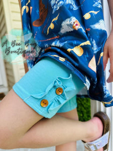 Baby Blue Button Shorts