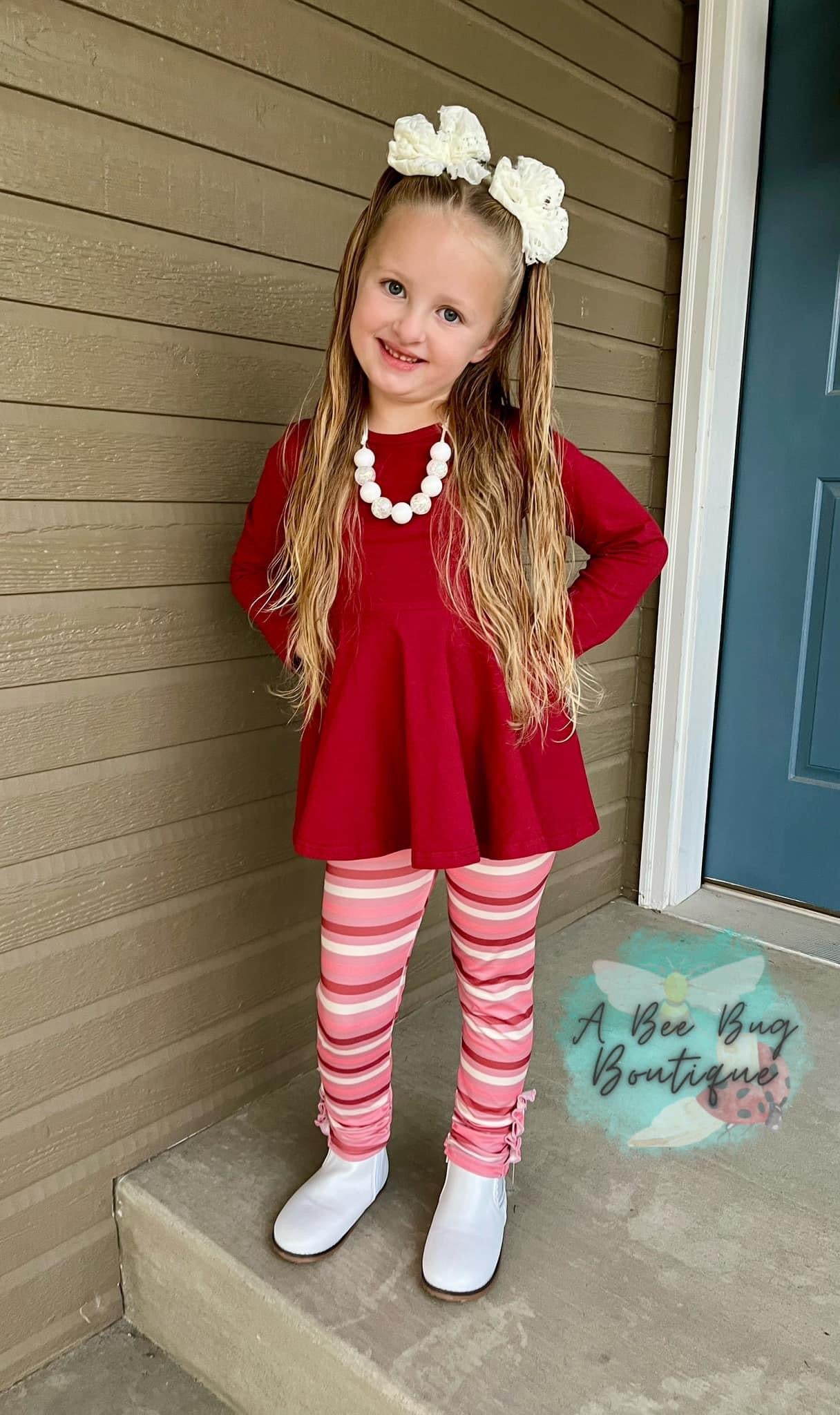 Mauve Stripe Button Leggings