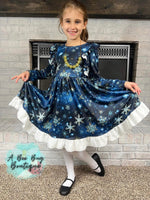 Load image into Gallery viewer, Snowflake Magic Crossback Twirl Dress
