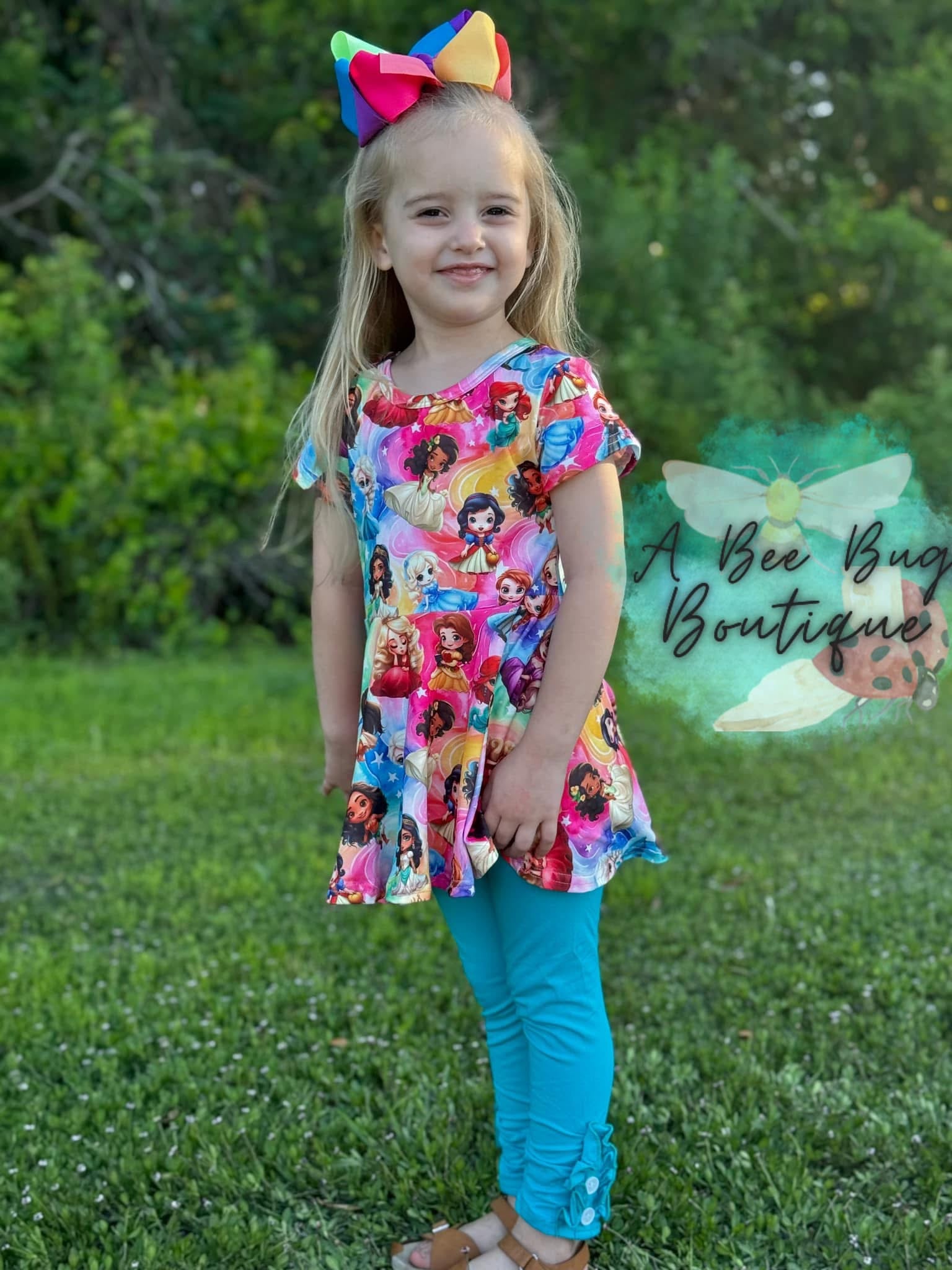 Rainbow Princesses Bow Back Peplum