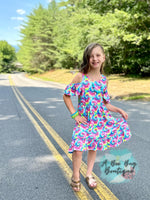 Load image into Gallery viewer, Neon Tie Dye Cold Shoulder Dress
